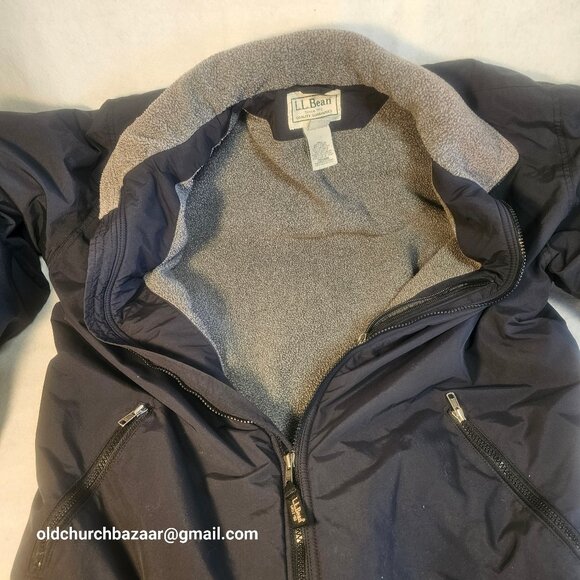 LL Bean Men's navy black Fleece Lined Warm Up winter jacket-super warm size L - Picture 3 of 15